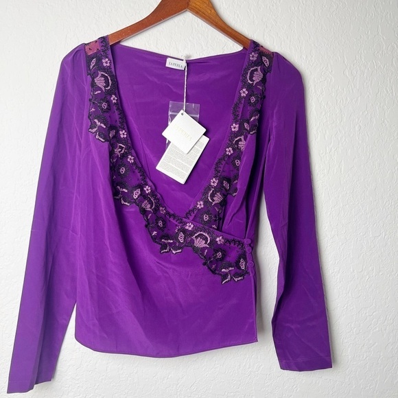 La Perla Castle Garden Wrap-Effect Embellished Stretch Silk Top - Picture 2 of 9